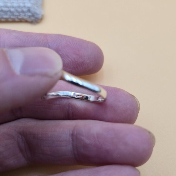 Size 9.25 Sterling Silver Black Stone Inlay Simple Band Ring A5429 - Picture 5 of 8